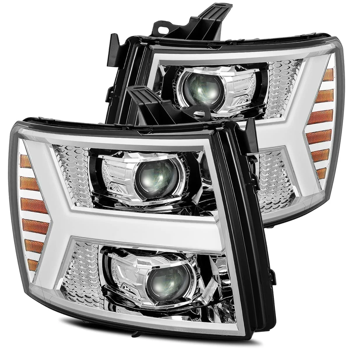 2007-2013 Chevrolet Silverado LUXX-Series LED Projector Headlights Chrome Alpha-Rex 880222