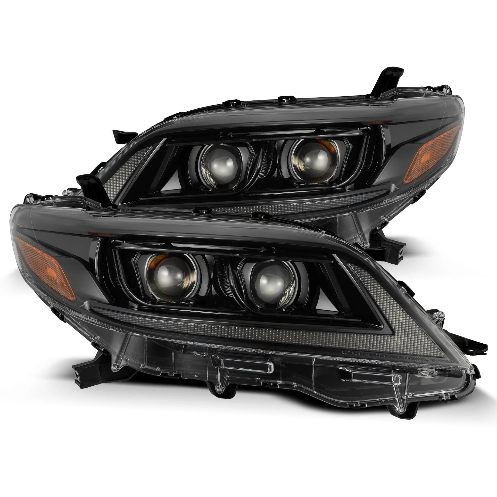 2011- 2021 Toyota Sienna Projector Headlights Plank Style Design Alpha Black w/ Sequential Signal & DRL. Alpha Rex 880763