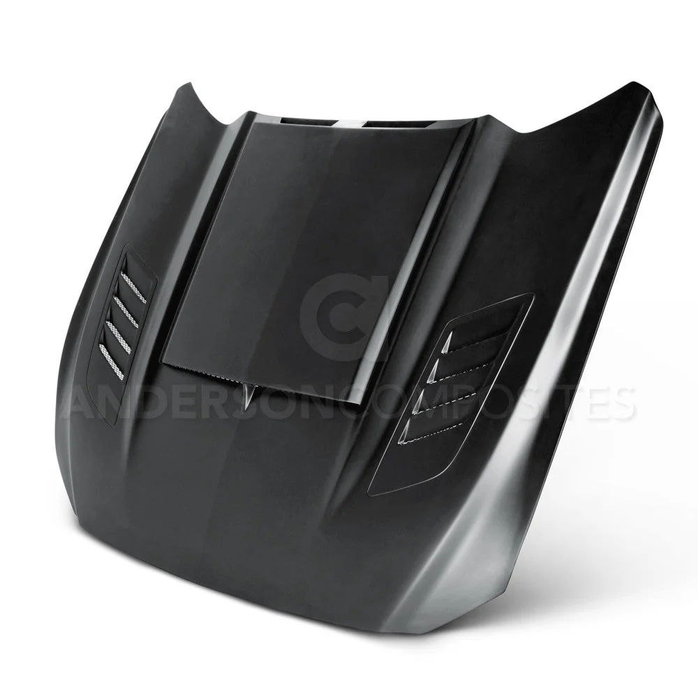 2015-2017 Ford Mustang RAM AIR Fiberglass Hood - Anderson Composites - AC-HD15FDMU-AB-GF