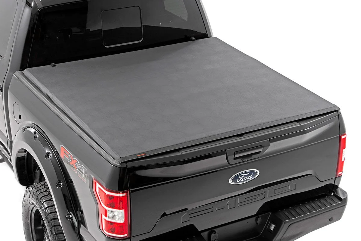 Bed Cover | Tri Fold | Soft | 5'7" Bed | Ford F-150 2WD/4WD | 2015-2020 | Rough Country | 41515550A