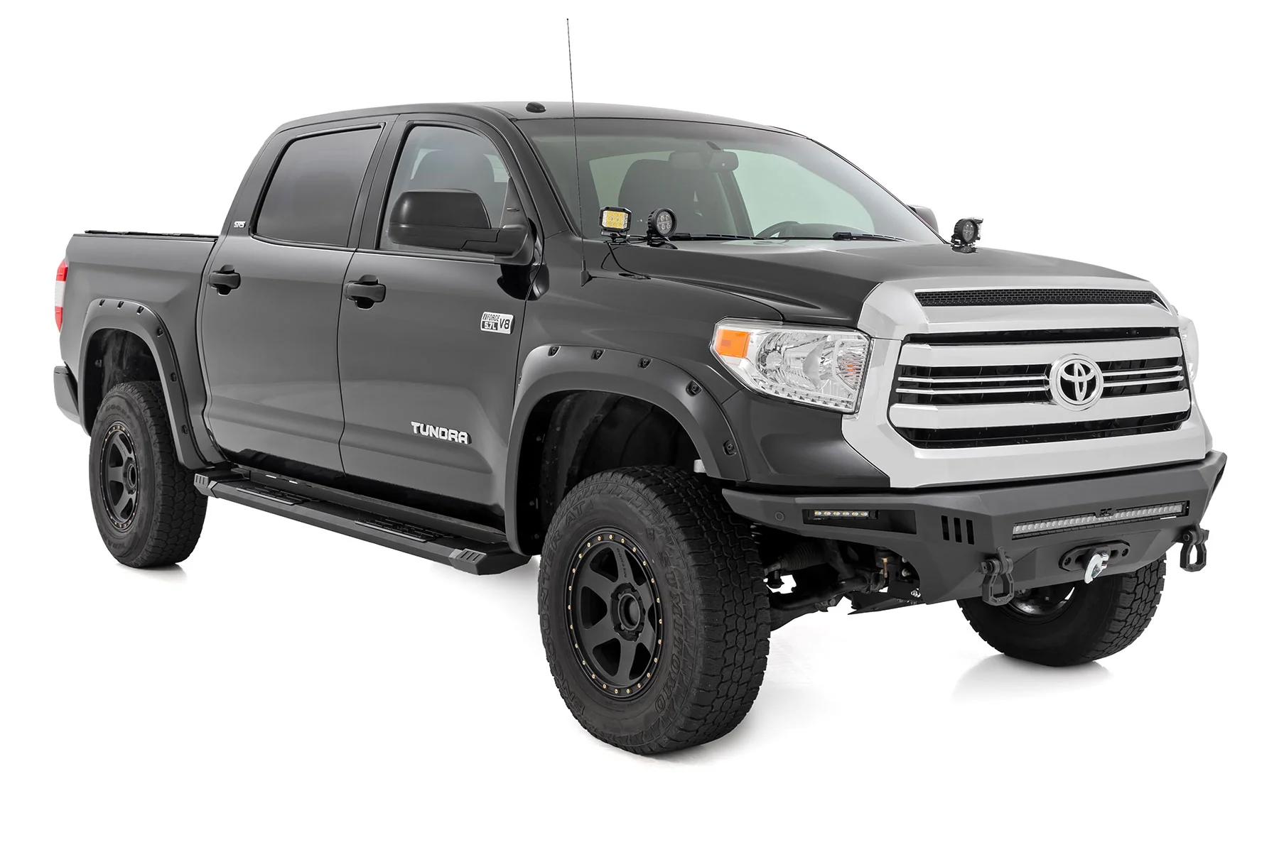 HD2 Running Boards | Crewmax Cab | Toyota Tundra 2WD/4WD | 2007-2021 | Rough Country | SRB071791A - Image 2