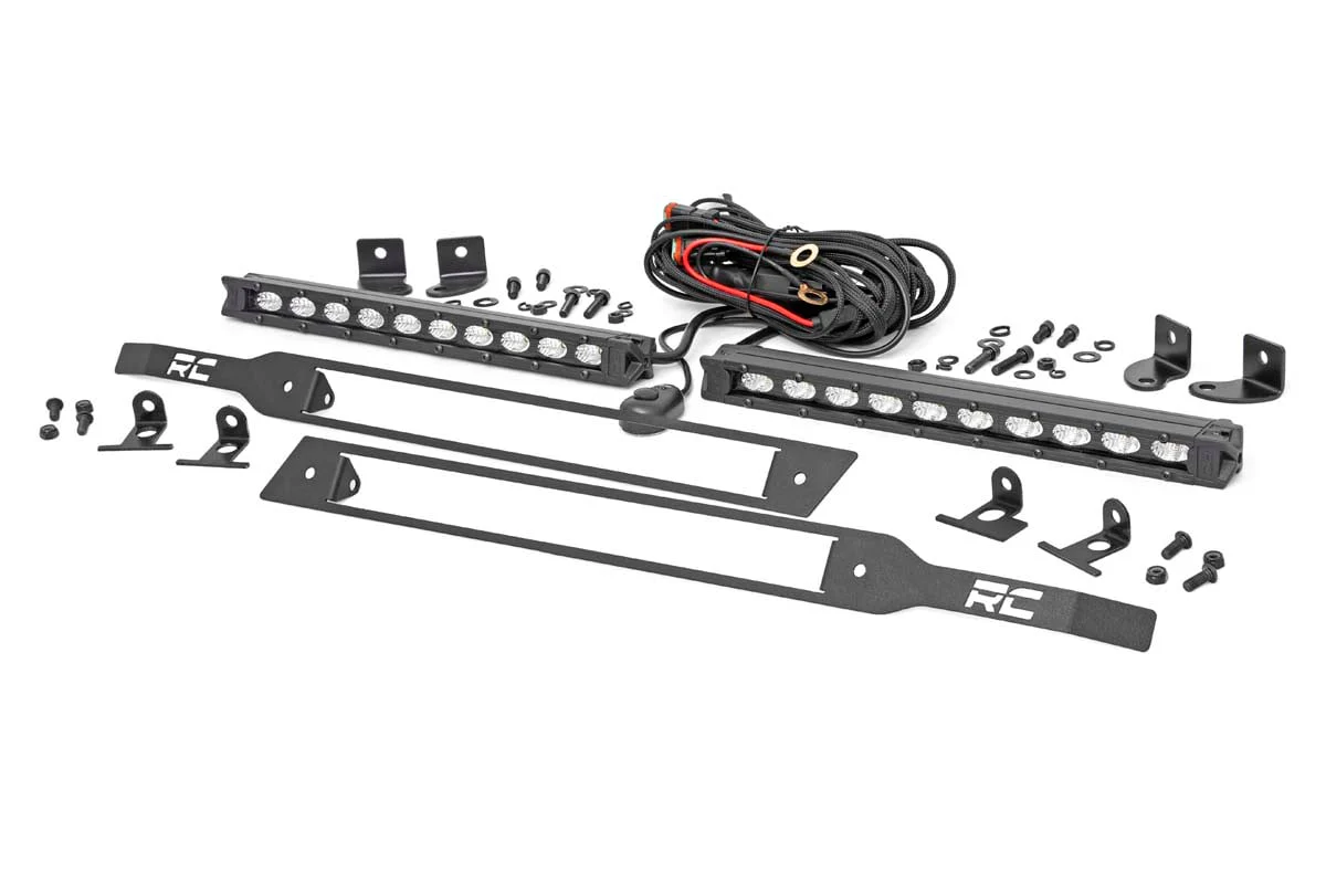 LED Light | Grille Mount | 10" Black Slimline Pair | Chevy Silverado 1500 | 2019-2022 | Rough Country | 70817