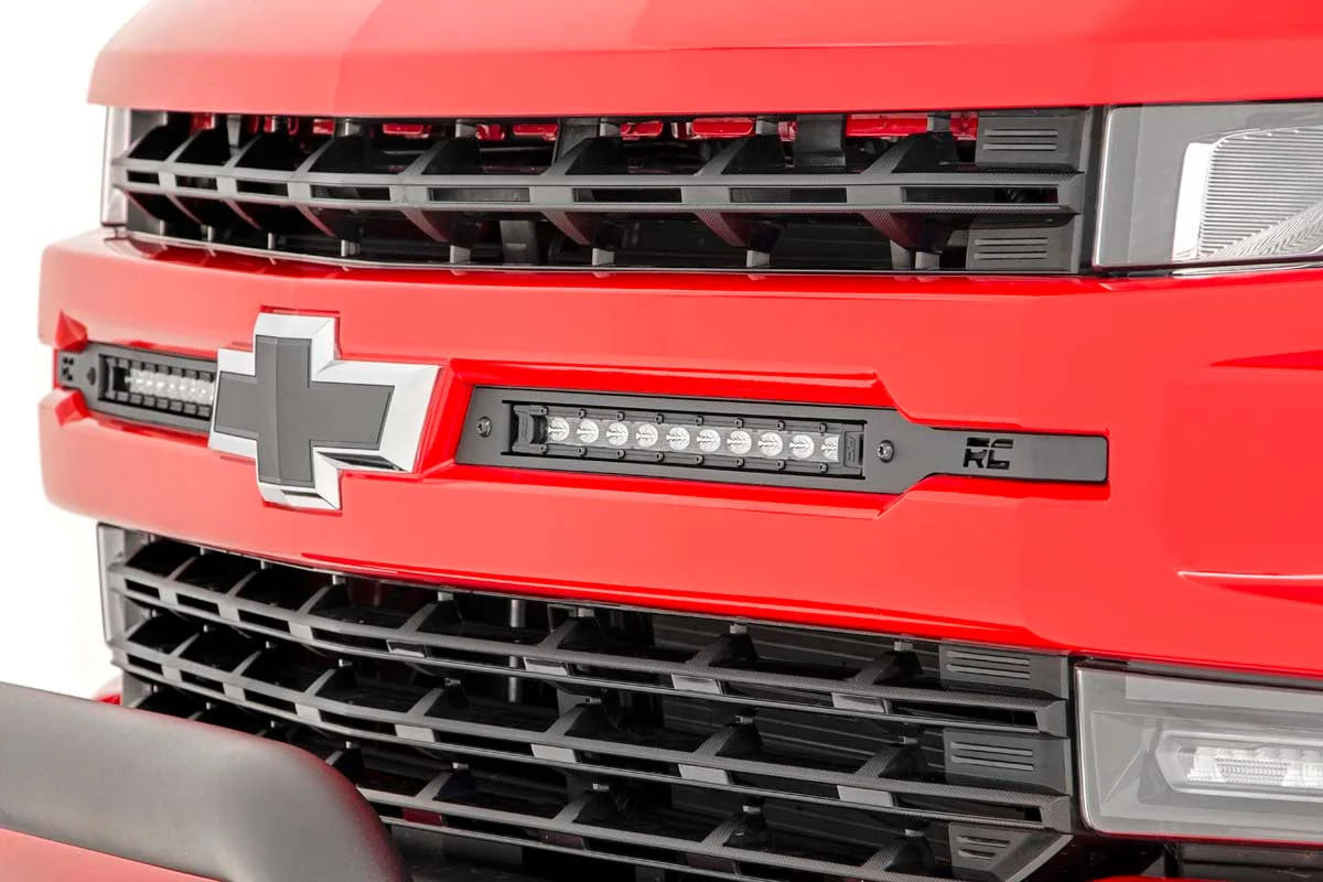LED Light | Grille Mount | 10" Chrome Slimline Pair | Chevy Silverado 1500 | 2019-2022 | Rough Country | 70818 - Image 2