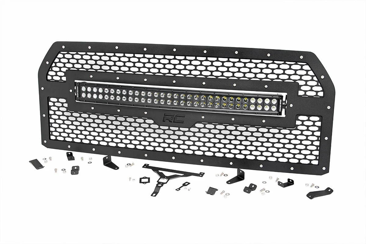 Mesh Grille | 30" Dual Row LED | Black | Ford F-150 2WD/4WD | 2015-2017 | Rough Country | 70193 - Image 5